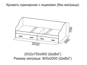 Кровать одинарная с ящиками (Без матраца 0,9*2,0) в Красновишерске - krasnovishersk.magazin-mebel74.ru | фото